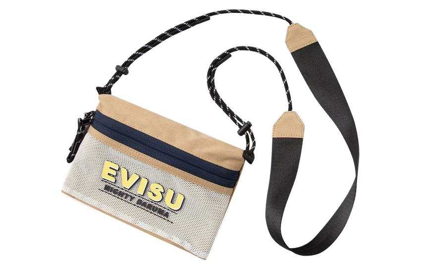 EVISU Cotton, Polyester & Elastane Shoulder Bag, Crossbody Bag Men's White Blue Yellow Multicolor