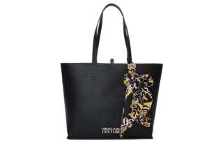 VERSACE JEANS COUTURE PU Synthetic Leather Tote Bag, Shopping Bag, Handbag, Shoulder Bag Women's Black