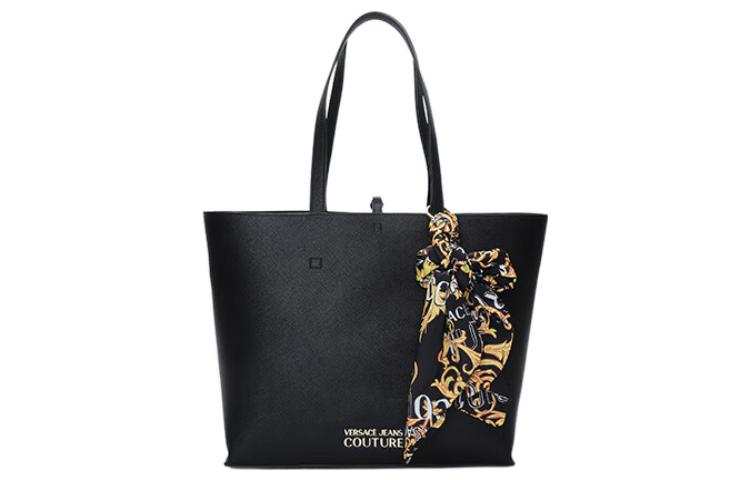 VERSACE JEANS COUTURE PU Synthetic Leather Tote Bag, Shopping Bag, Handbag, Shoulder Bag Women's Black