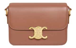 CELINE Triomphe Shiny Cow Leather Crossbody Bag, Shoulder Bag Women's Bronze