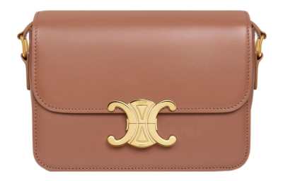 CELINE Triomphe Shiny Cow Leather Crossbody Bag, Shoulder Bag Women's Bronze