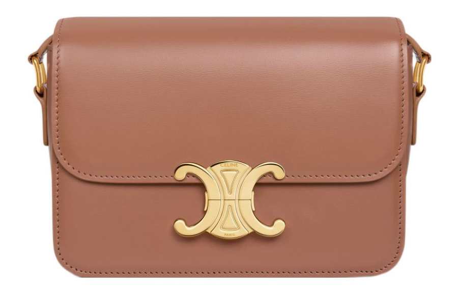 CELINE CELINE Triomphe Shiny Cow Leather Crossbody Bag, Shoulder Bag Women's Bronze