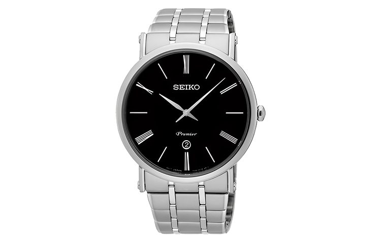 SEIKO Premier Quartz Movement Watch Men's Watches Black Dial