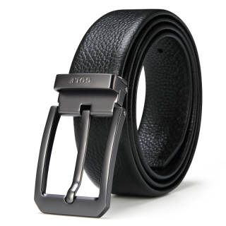 GOLF Top Grain Cow Leather Pin Buckle Belt Men's Black Width 3.65cm