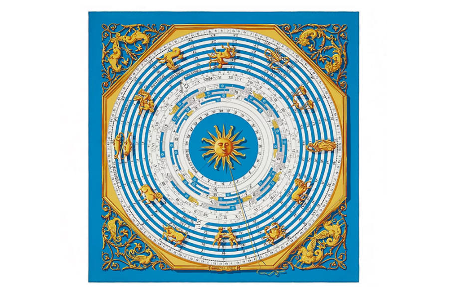 HERMES HERMES Silk Scarves Women's Blue
