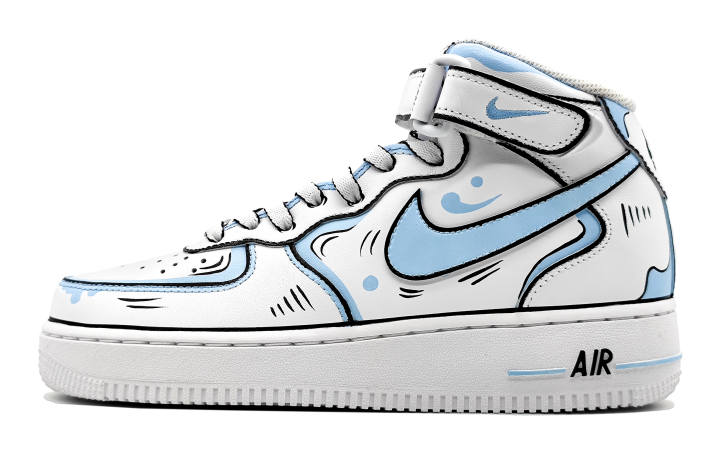 Nike Nike Air Force 1 Mid top Skateboard Shoes GS Blue Gray