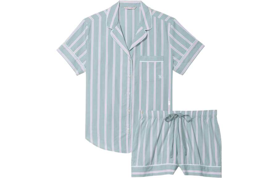 Victoria's Secret Fashion Pajamas Women's Sage Green Stripes