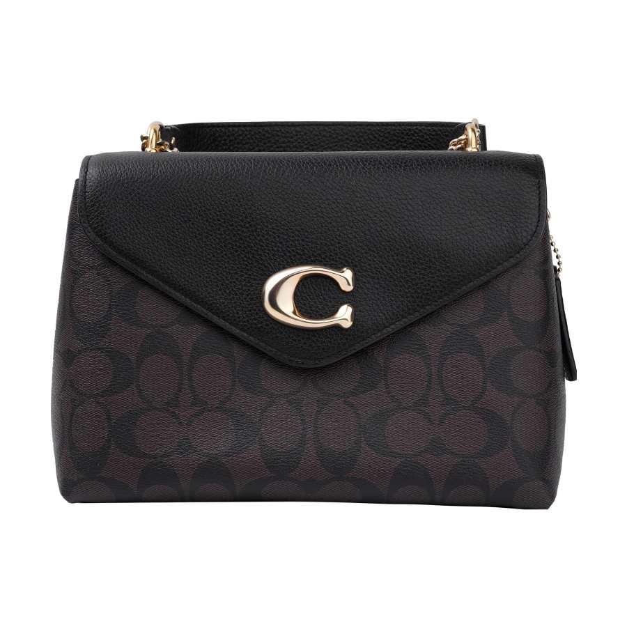 COACH Tammie Coated Canvas Crossbody Bags Medium Women's Dark Brown & Black