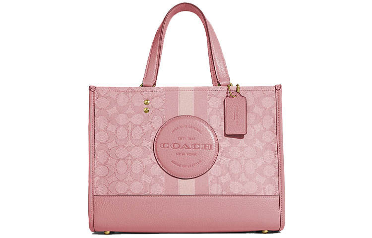 COACH Dempsey Fabric With Cow Leather Tote Handbag Large Women's Pink