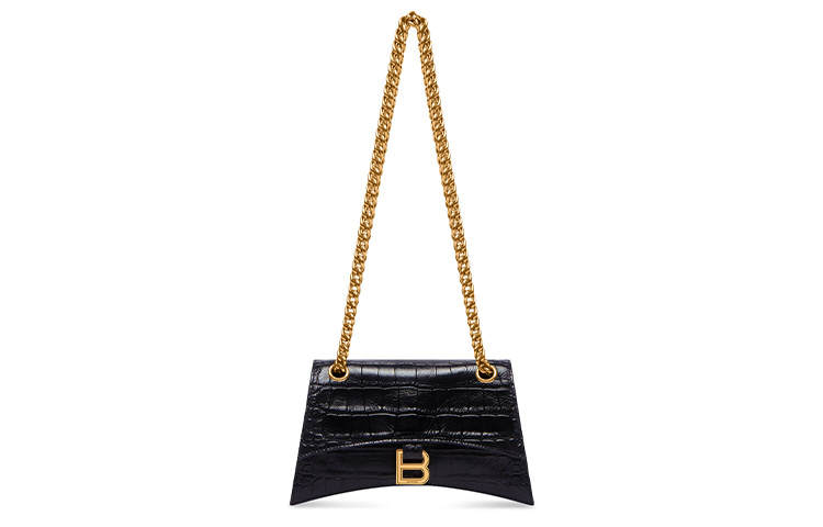 Balenciaga Crush Cow Leather Portable Crossbody Bag, Shoulder Bag Women's Black
