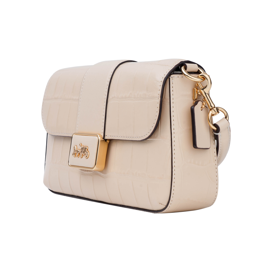 COACH Grace Crocodile Embossed Leather Handbag, Shoulder Bag, Crossbody Bag Mini Women's Ivory White