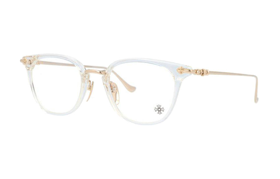 Chrome Hearts Plate And Metal Oval Eyeglass Frames Unisex Gold
