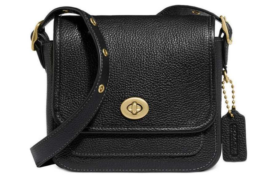 COACH Rambler Leather Shoulder Bag, Crossbody Bag Women's Black