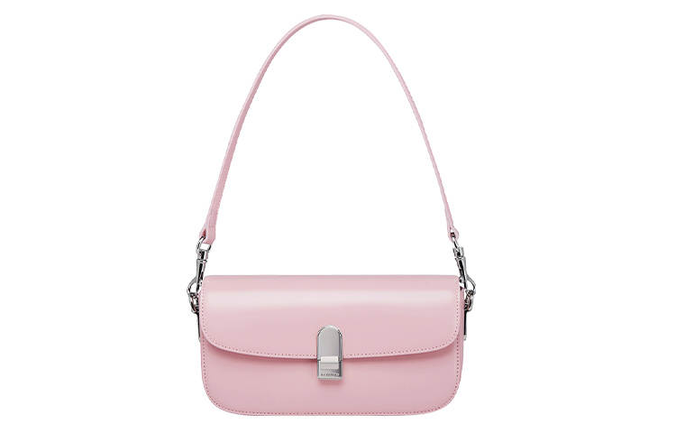 LA FESTIN Cow Leather Shoulder Bag Women's Cream White/Knight Black/Energetic Pink/Worry Free Green/Denim Blue