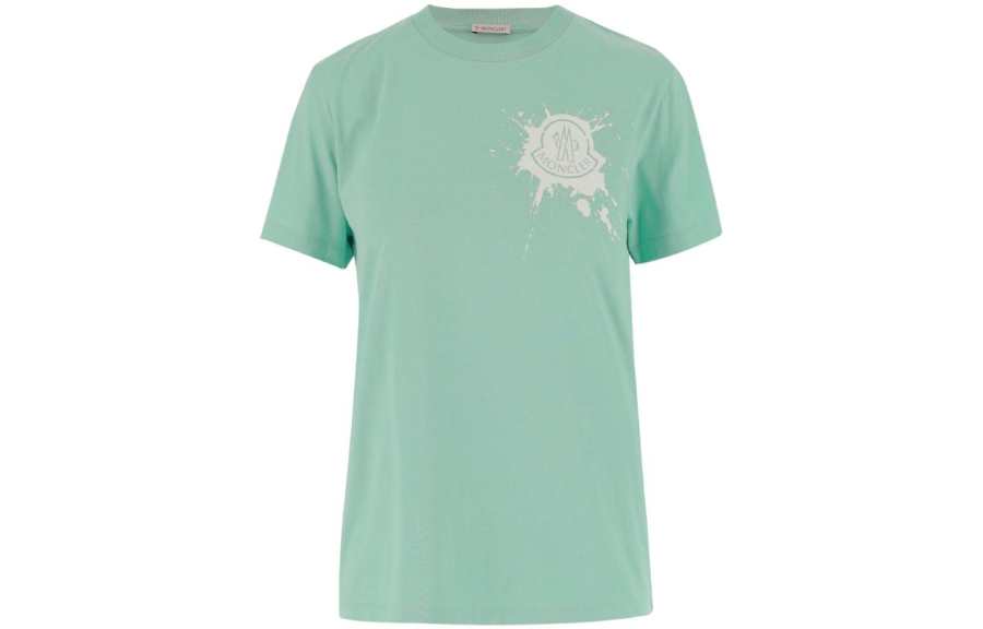 Moncler T Shirts Women's Green Crew Neck Moderate