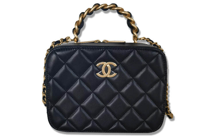 CHANEL Sheepskin Makeup Bag, Chain Bag, Shoulder Bag, Crossbody Bag Women's Black