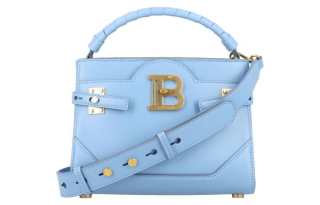 BALMAIN B BUZZ Calfskin Shoulder Bag, Crossbody Bag, Handbag Regular Women's Blue
