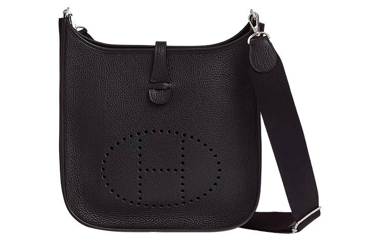 HERMES Evelyne Clemence Calfskin Crossbody Bag, Shoulder Bag 29 Women's 3Y Caban Black Cloth/Naval Blue