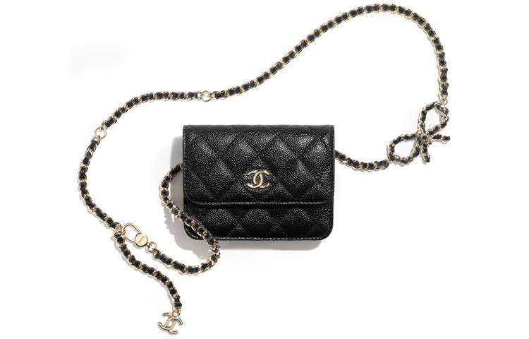 CHANEL Grain Calfskin Fanny Pack Women's Black