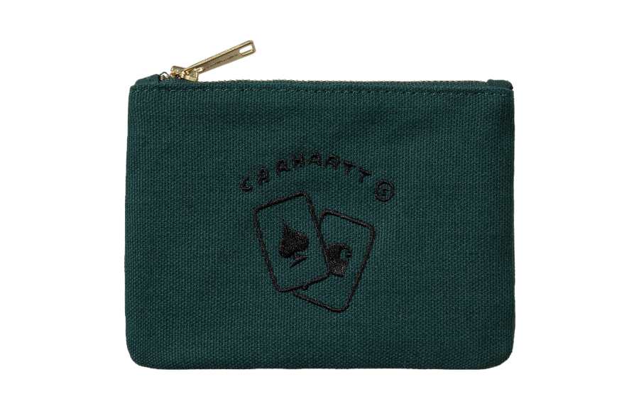 Carhartt WIP Cotton Canvas Coin Purse, Canvas Bag, Clutch, Wallet Unisex Dark Green