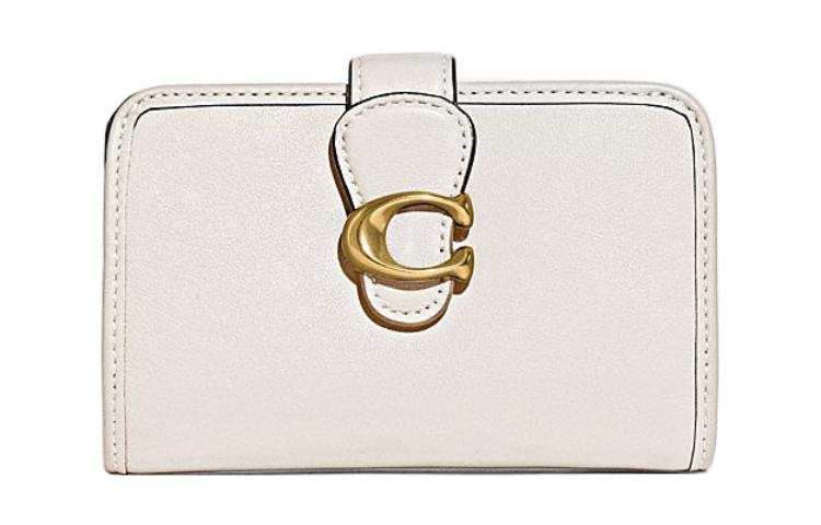 COACH COACH Tabby Cow Leather Card Holder, Wallet Medium Women's Limestone White