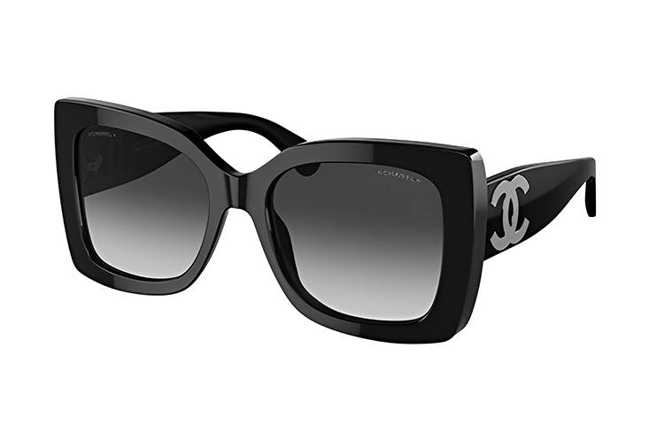 CHANEL CHANEL Plate Frame Square Sunglasses Unisex Black