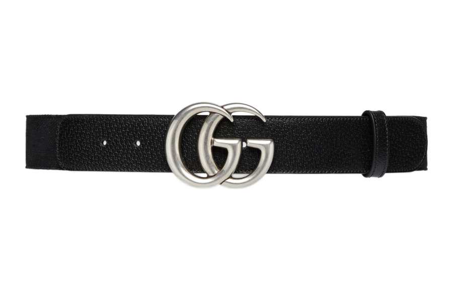 GUCCI GUCCI GG Marmont Canvas Leather Belts Men's Black Width 4cm