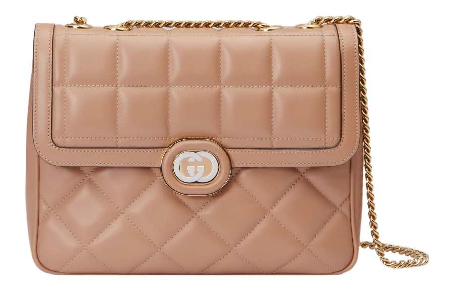 GUCCI Quilted Leather Portable Crossbody Bag, Shoulder Bag Women's Rose Beige
