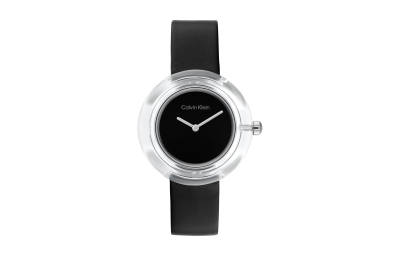 Calvin Klein CK/Calvin Klein Wind Style Collection Wrist Watches Quartz Movement Leather Strap 34 Black Dial Women's Watch 25200020