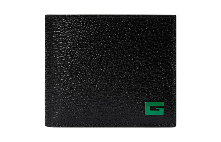 GUCCI Leather Card Holder Men's Black/Green