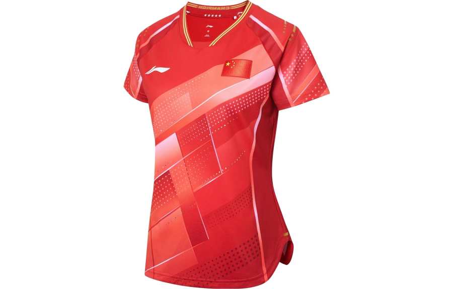Li-Ning Li Ning Table Tennis Collection T Shirt Women's Total Cherry Red