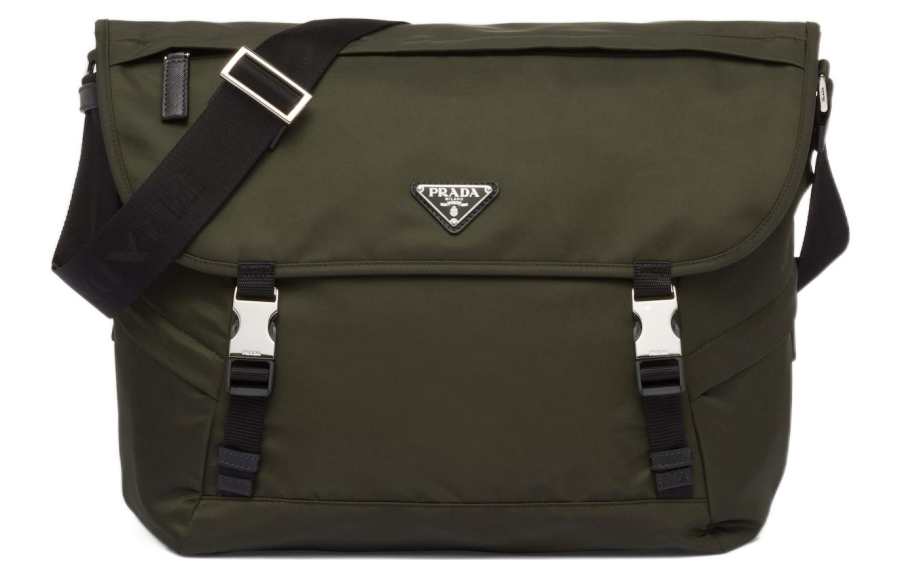 PRADA Recycled Nylon With Saffiano Leather Crossbody Bag, Shoulder Bag Men's Moss Green