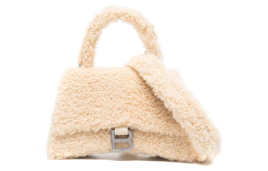 Balenciaga Hourglass Calfskin Hourglass Bag, Shoulder Bag, Crossbody Bag, Handbag Small Women's Beige