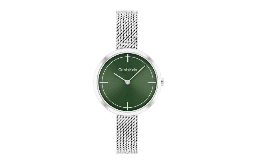 CALVIN KLEIN Wind Style Collection Wrist Watch Quartz Movement Stainless Steel Watchband 30mm Green Dial Women's Watch
