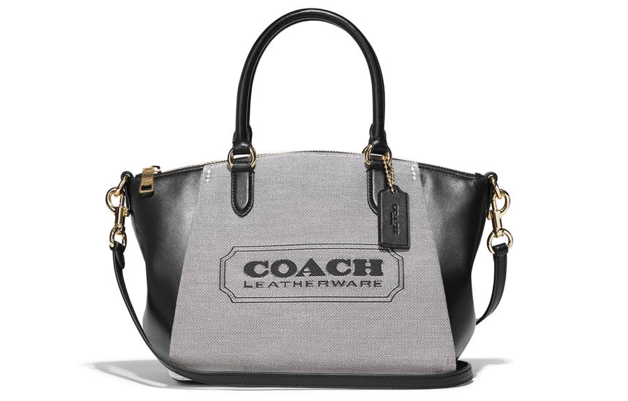 COACH Elise Fabric With Calfskin One Shoulder Handbag, Crossbody Bag, Briefcase Medium Women's Gray