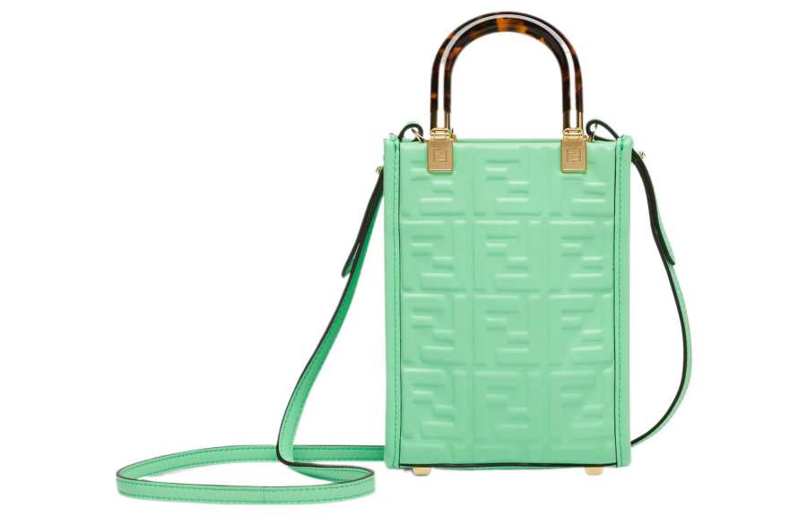 FENDI Sunshine Calfskin Handbag, Shoulder Bag, Crossbody Bag Mini Women's Green