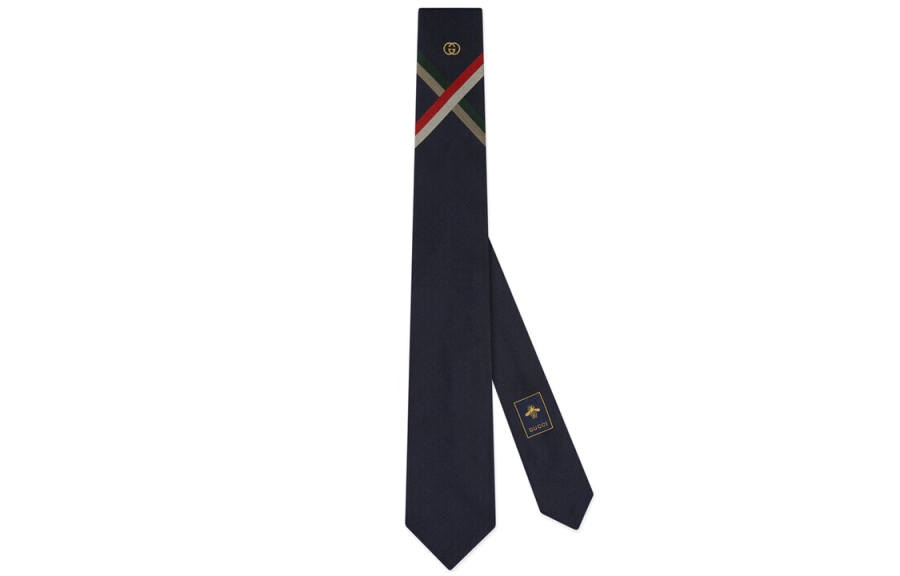 GUCCI G Silk Ties Men's Dark Blue
