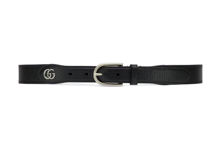 GUCCI GUCCI GG Leather Belts Men's Black Width 3cm