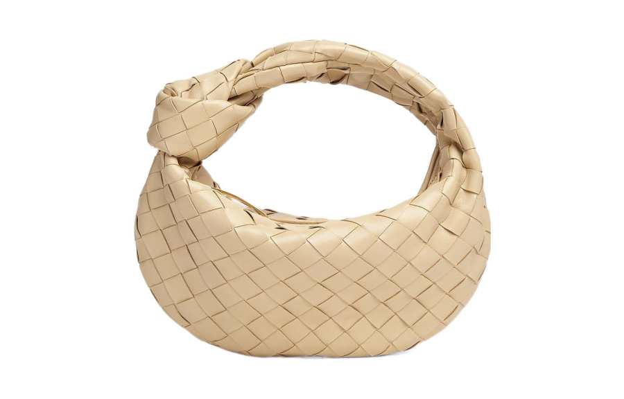 Bottega Veneta Jodie Sheepskin Crescent Shape Shoulder Bag Clutch Handbag Mini Women's Oat