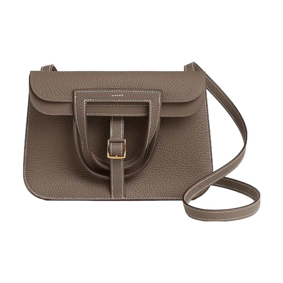 HERMES Halzan Clemence Calfskin Horseshoe Bag, Portable Crossbody Bag, Shoulder Bag Regular Women's