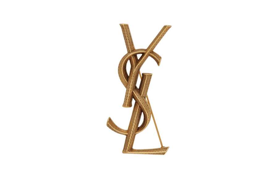 SAINT LAURENT 【availability-by-tier-invertedtagNew Season】textured logo letter brooch