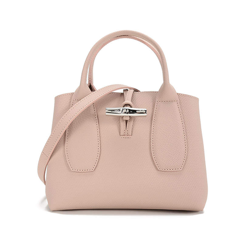 LONGCHAMP Le Roseau Cow Leather Big Bag, Crossbody Bag, Shoulder Bag Small Women's Soft Pink