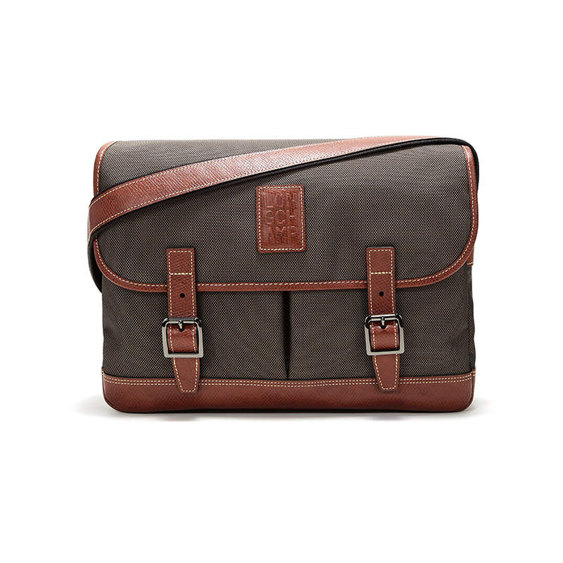 LONGCHAMP Boxford Leather, Textile Hobo Bag, Crossbody Bag, Shoulder Bag Men's Brown