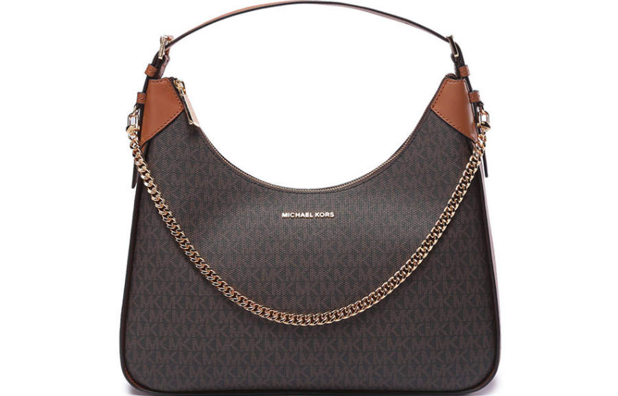 MICHAEL KORS Wilma Leather One Shoulder Handbag Women's Dark Brown Acorn Brown