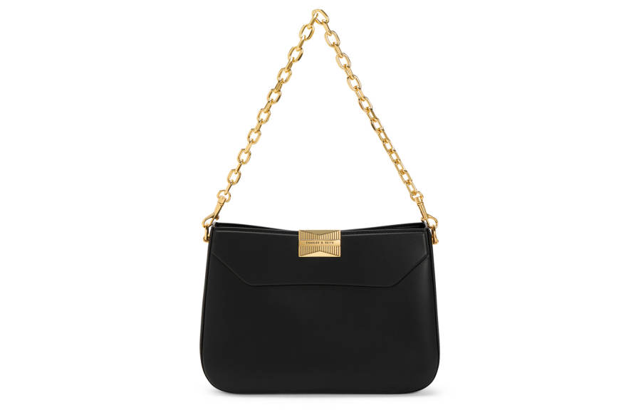 CHARLES&KEITH Polyurethane Shoulder Bag Women's Black/Brick/White