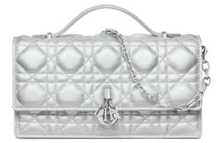 DIOR My Dior Sheepskin Shoulder Bag, Crossbody Bag, Handbag Mini Women's Fluorescent Silver