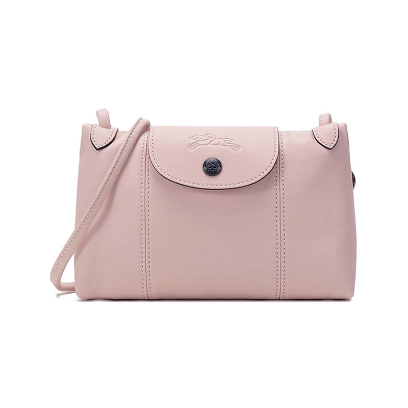 LONGCHAMP Le Pliage Cuir Sheepskin Shoulder Bag, Crossbody Bag Women's Light Pink