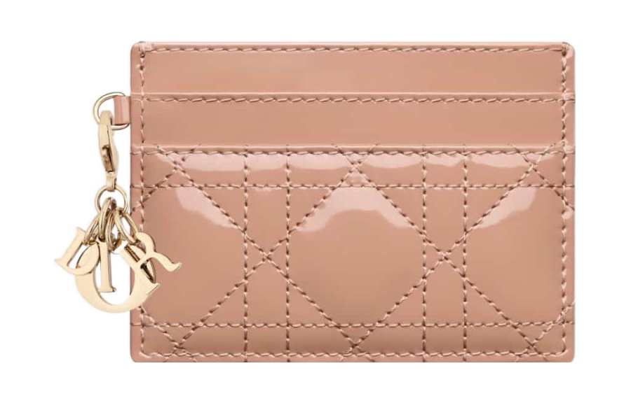DIOR Lady Dior Patent Leather Calfskin Wallet Card Holder Card Holder Women's Rose Pink