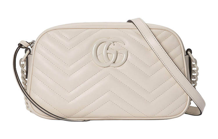 GUCCI GG Marmont Leather Crossbody Bag, Shoulder Bag Women's White