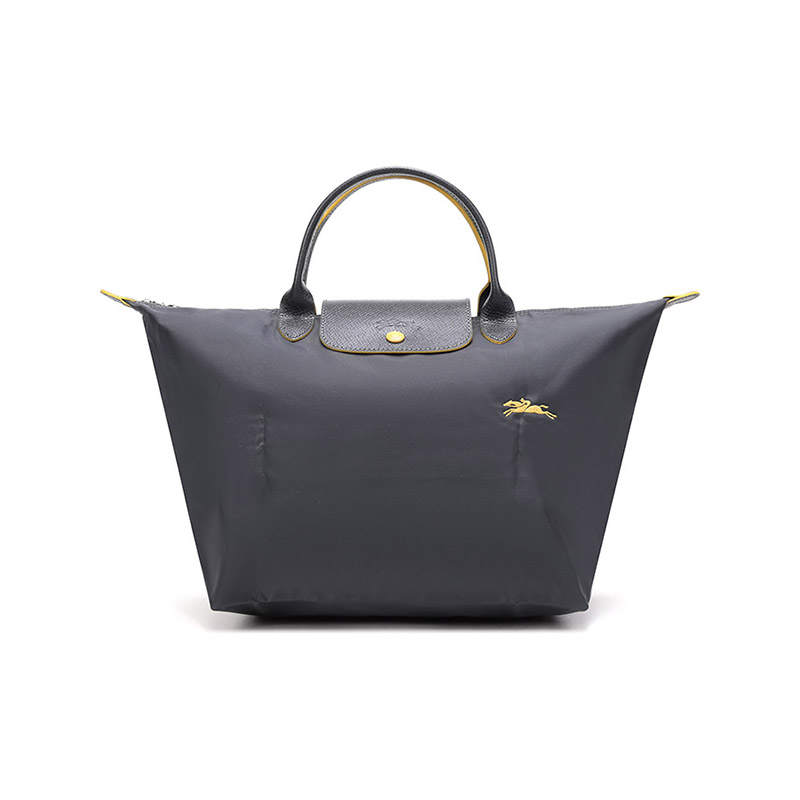 LONGCHAMP Le Pliage Club Polyamide Canvas With Cow Leather Dumpling Bag Handbag Medium Women's Metallic Gray